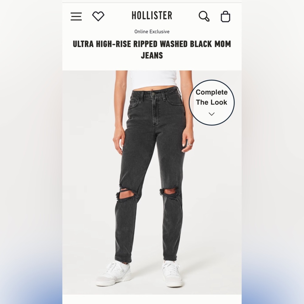 ULTRA HIGH-RISE RIPPED WASHED BLACK MOM JEANS